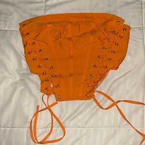SHEIN lace up orange corset top XS